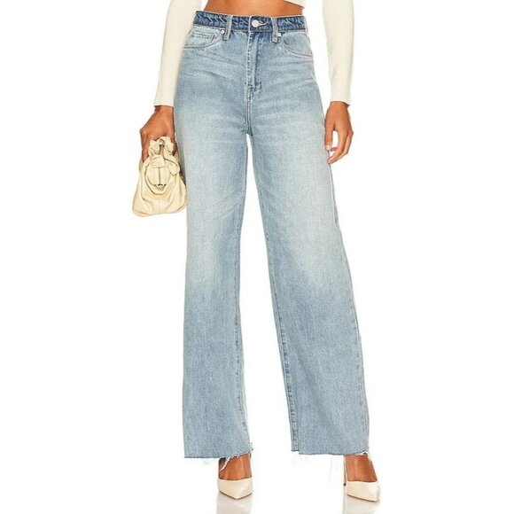 Blank NYC The Franklin Ribcage Wide Leg Jeans Sz 31 Light Wash Whiskering READ - Picture 3 of 14